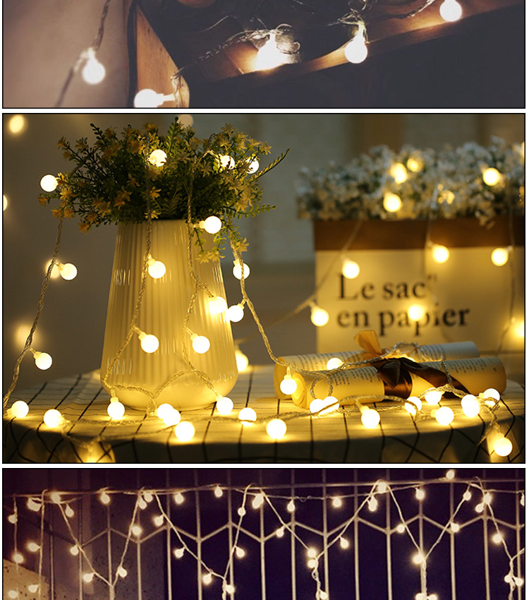 Hot style amazon trade led light string large round bulb string battery lights Christmas decoration room