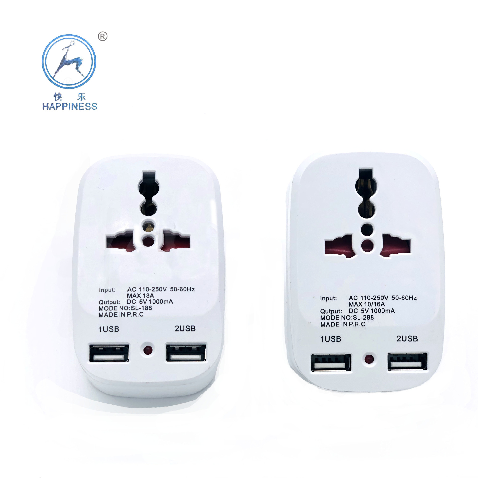 British European multi - function adapter with USB port plug with indicator light adapter adapter
