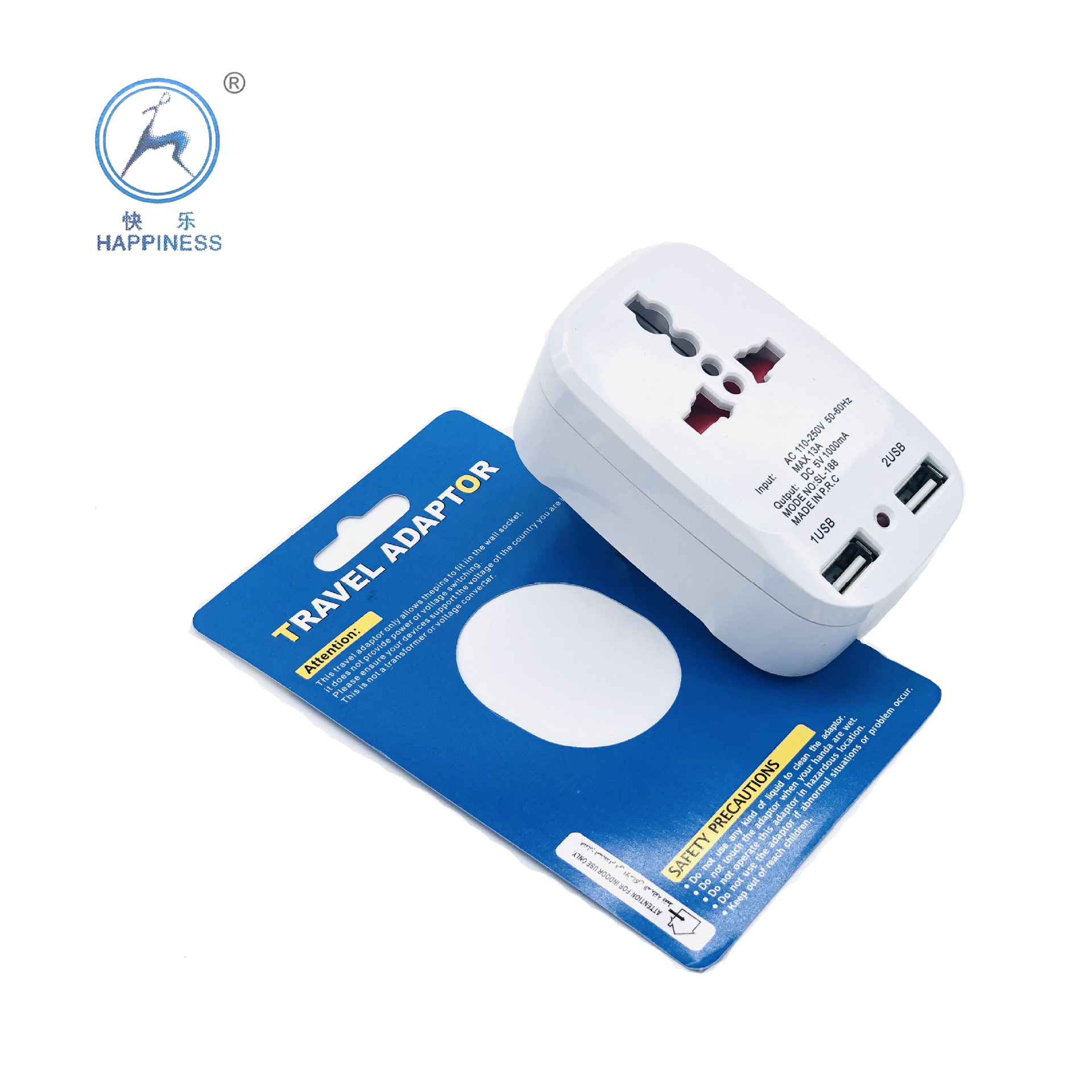 British European multi - function adapter with USB port plug with indicator light adapter adapter