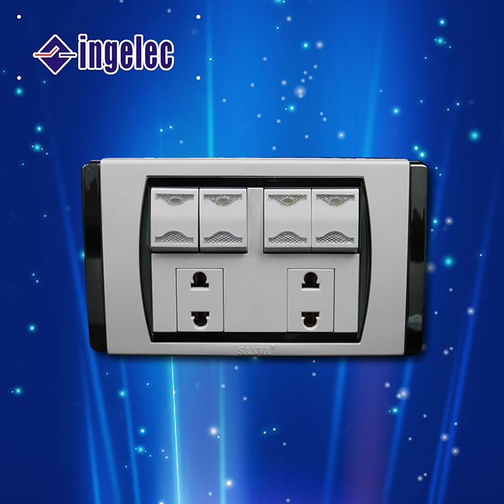 V8 Series Switch Four Open Two Plug European Multi-Functional Socket Single Dual-Control Switch, Wholesale