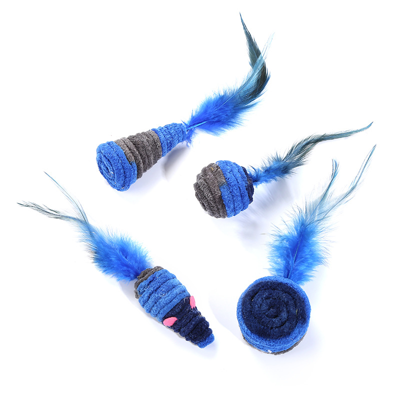 Cat toy blue Feather Stuffed toy mouse ball pie
