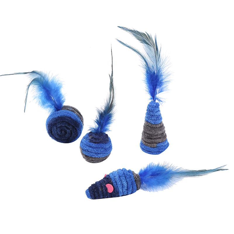 Cat toy blue Feather Stuffed toy mouse ball pie