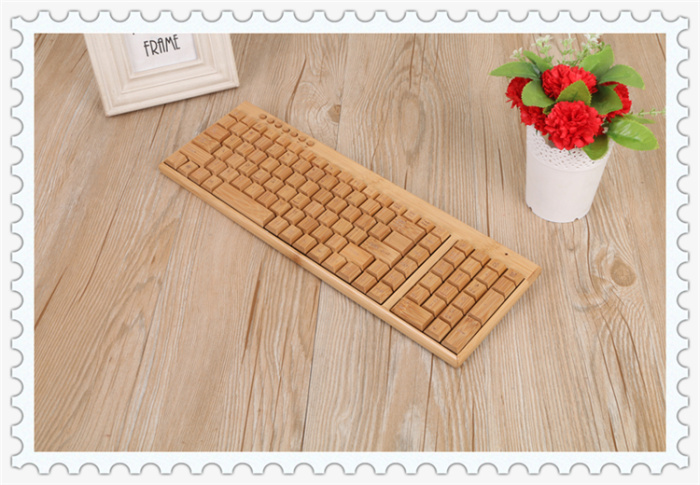 Wireless bamboo keyboard and mouse a set of two-key area bamboo computer accessories set