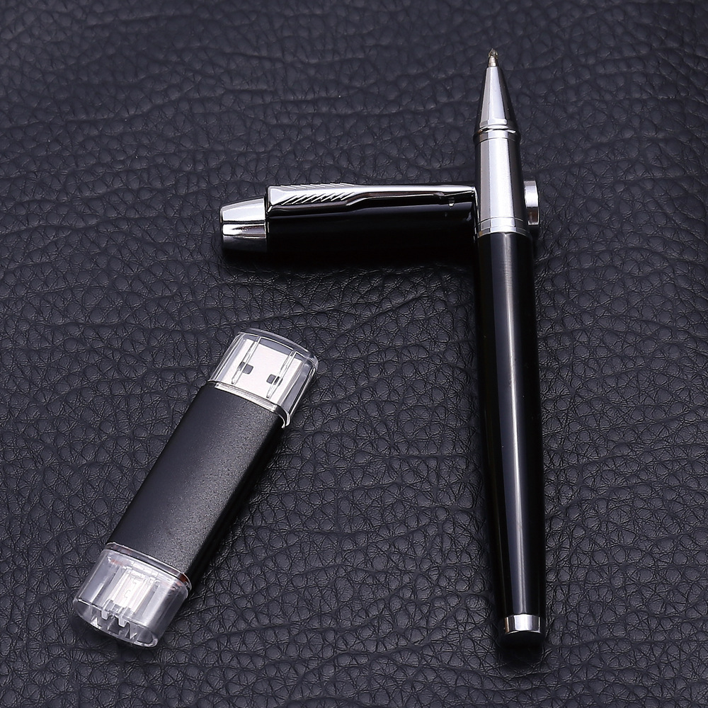 Creative Power Bank Gift Enterprise Business Metal Roller Pen with USB Cable Mobile Power Gift Set