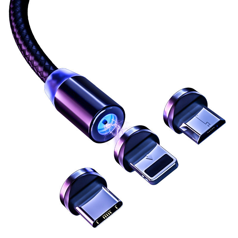 Data Cable Fast Charging USB ThreeinOne MultiFunction Mobile Phone Charging Cable Android round Head Magnet Line