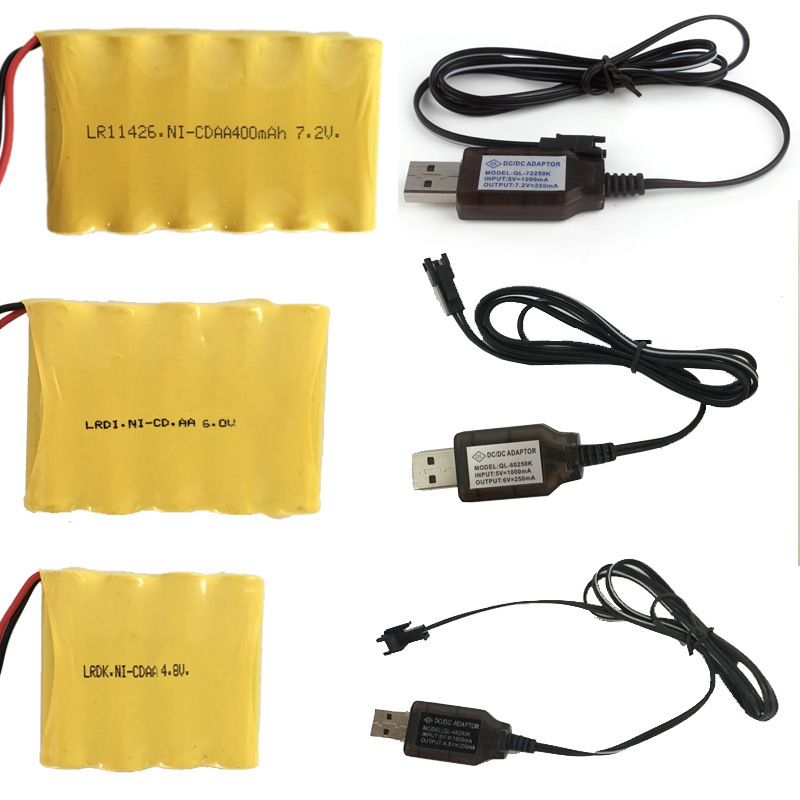 SM JST Type Remote Control Car Rechargeable Battery USB Charging Cable 4.8V 6V 7.2V Toy Special Battery