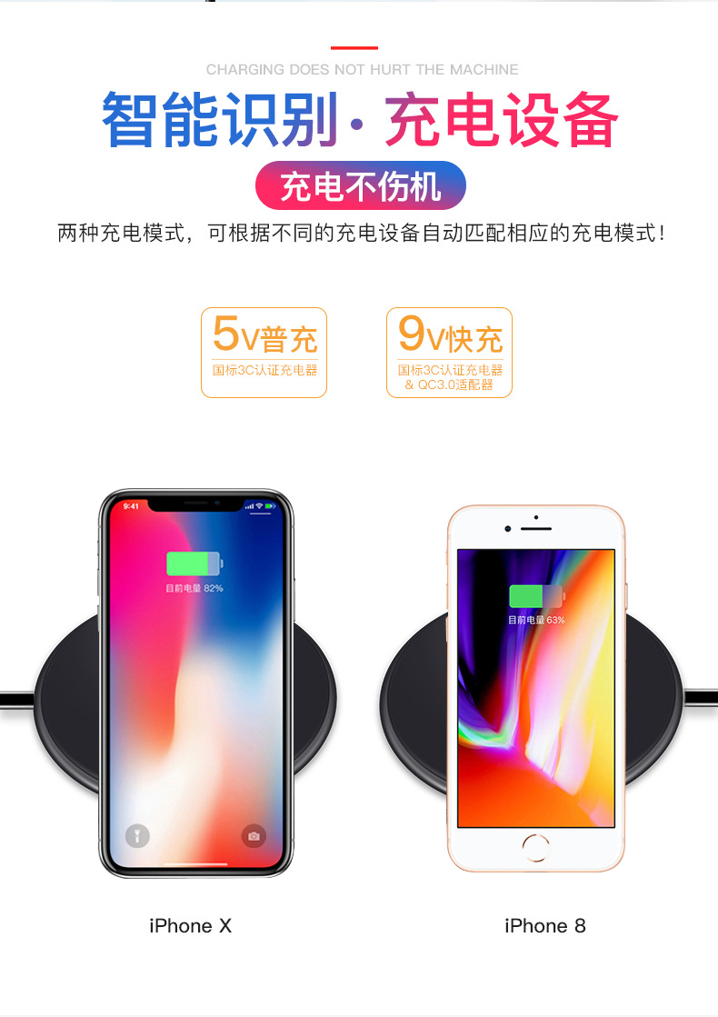 Xiaomi samsung huawei wireless charger apple general metal wireless quick charge aluminum body is ultra-thin