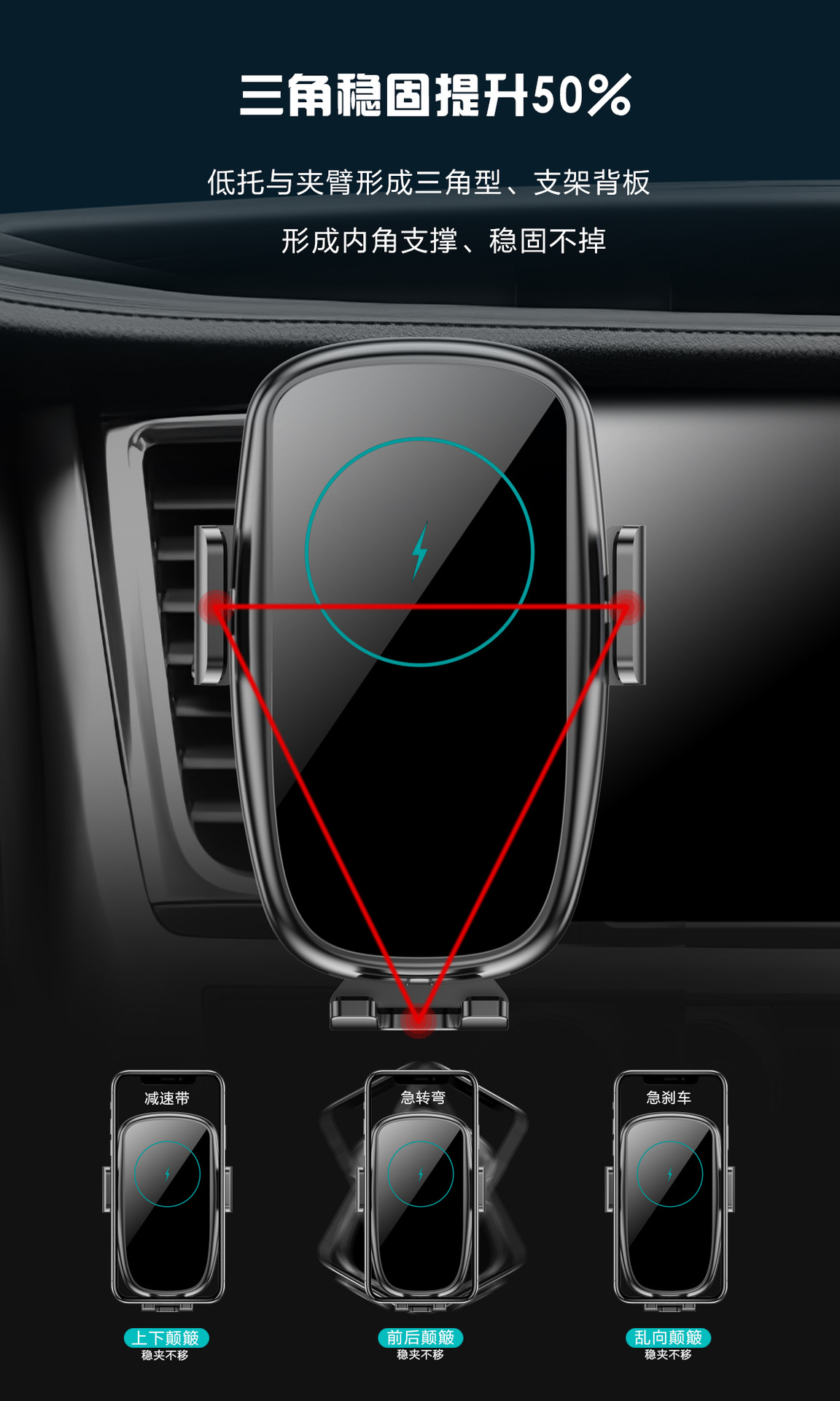 New Style Private Model Car Wireless Charger Intelligent Induction Qi15w Fast Charge Car Navigation Holder New Style Private Model Car Wireless Charger Intelligent Induction Qi15w Fast Charge Car Navigation Holder