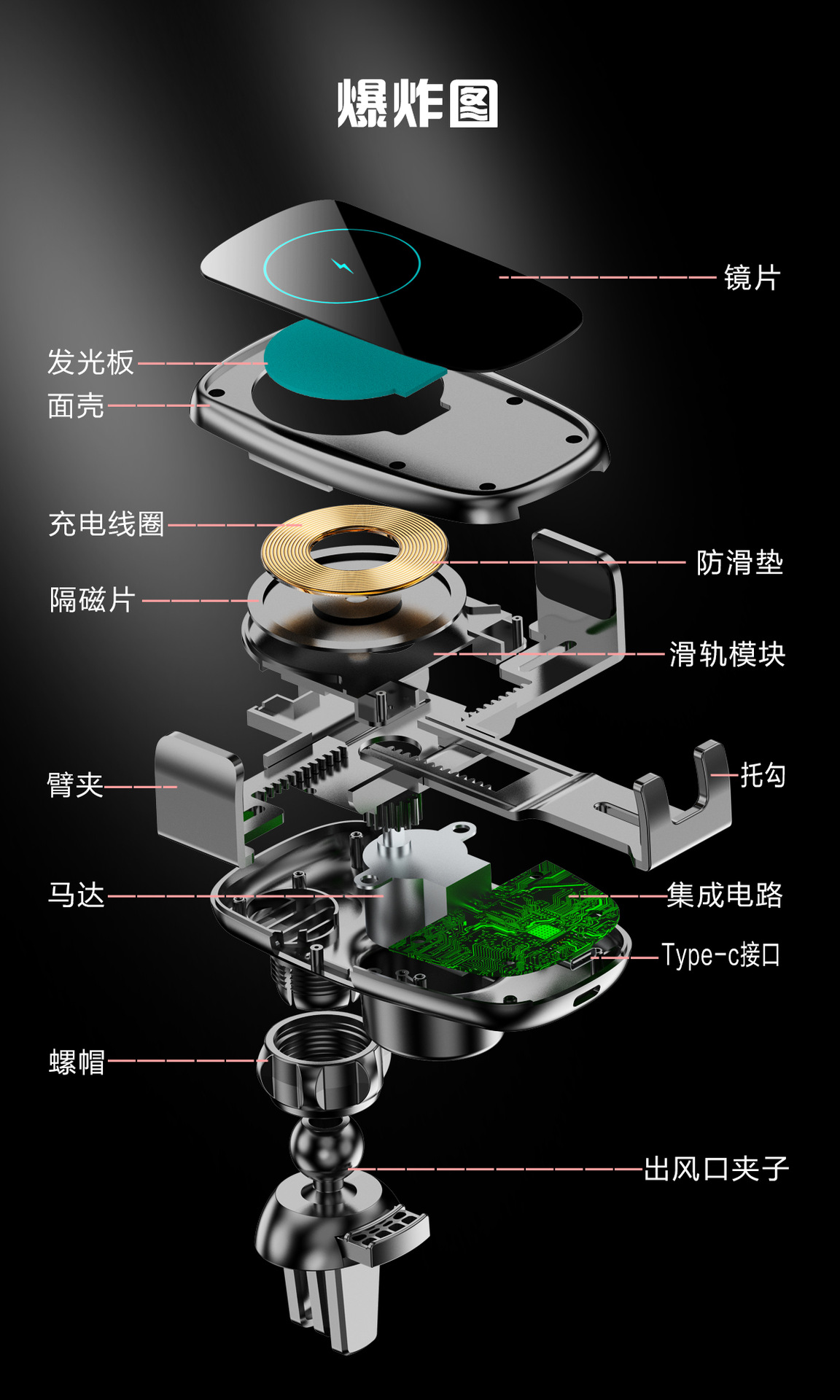 New Style Private Model Car Wireless Charger Intelligent Induction Qi15w Fast Charge Car Navigation Holder New Style Private Model Car Wireless Charger Intelligent Induction Qi15w Fast Charge Car Navigation Holder
