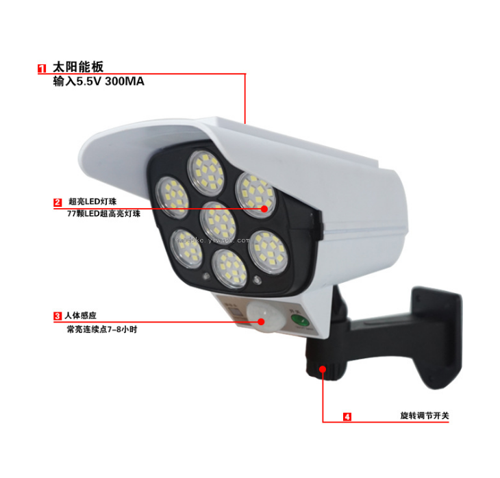 Remote Control Solar Simulation Monitoring  Human Body Induction Small Street Light Courtyard Solar Fake Monitor Lamp