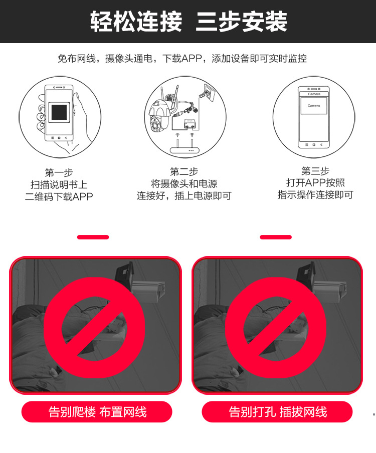 Wireless Ball Machine Camera Outdoor Intelligent Monitor Two-Way Intercom PTZ Control Infrared Day and Night Dual-Mode