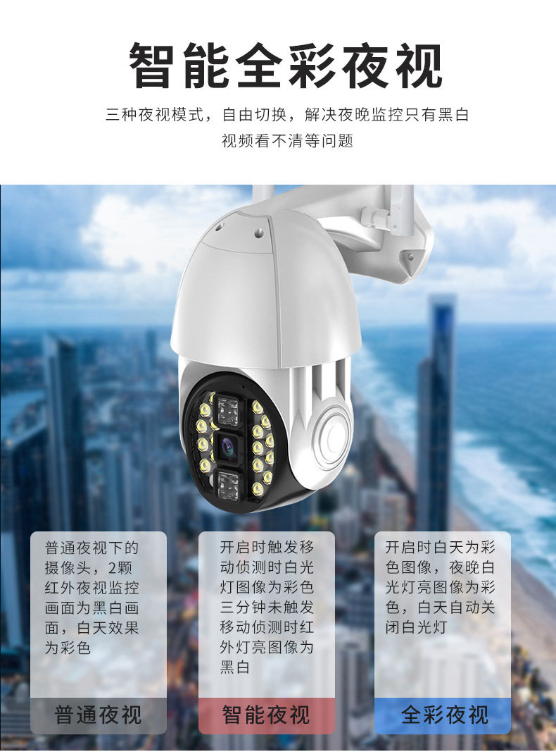 Dual-Light Night Vision Ball Machine Camera WiFi Smart Monitor Two-Way Voice Intercom PTZ Control V380 App Dual-Light Night Vision Ball Machine Camera WiFi Smart Monitor Two-Way Voice Intercom PTZ Control V380 App