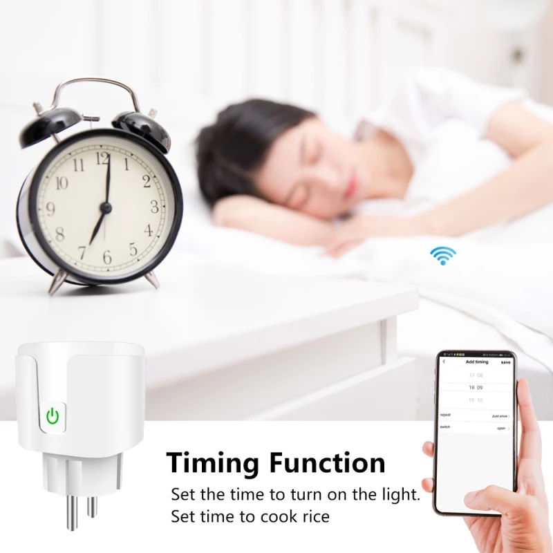 16A Wifi Tuya Smart Socket EU Electrical Socket Power Monitor Timer Plug Home Control Via Smart Life App Alexa Google 