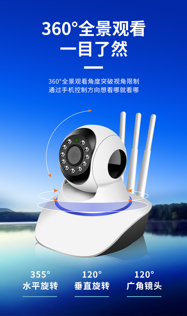 WiFi Wireless Surveillance Camera Indoor Home Network Panorama Control Monitor
