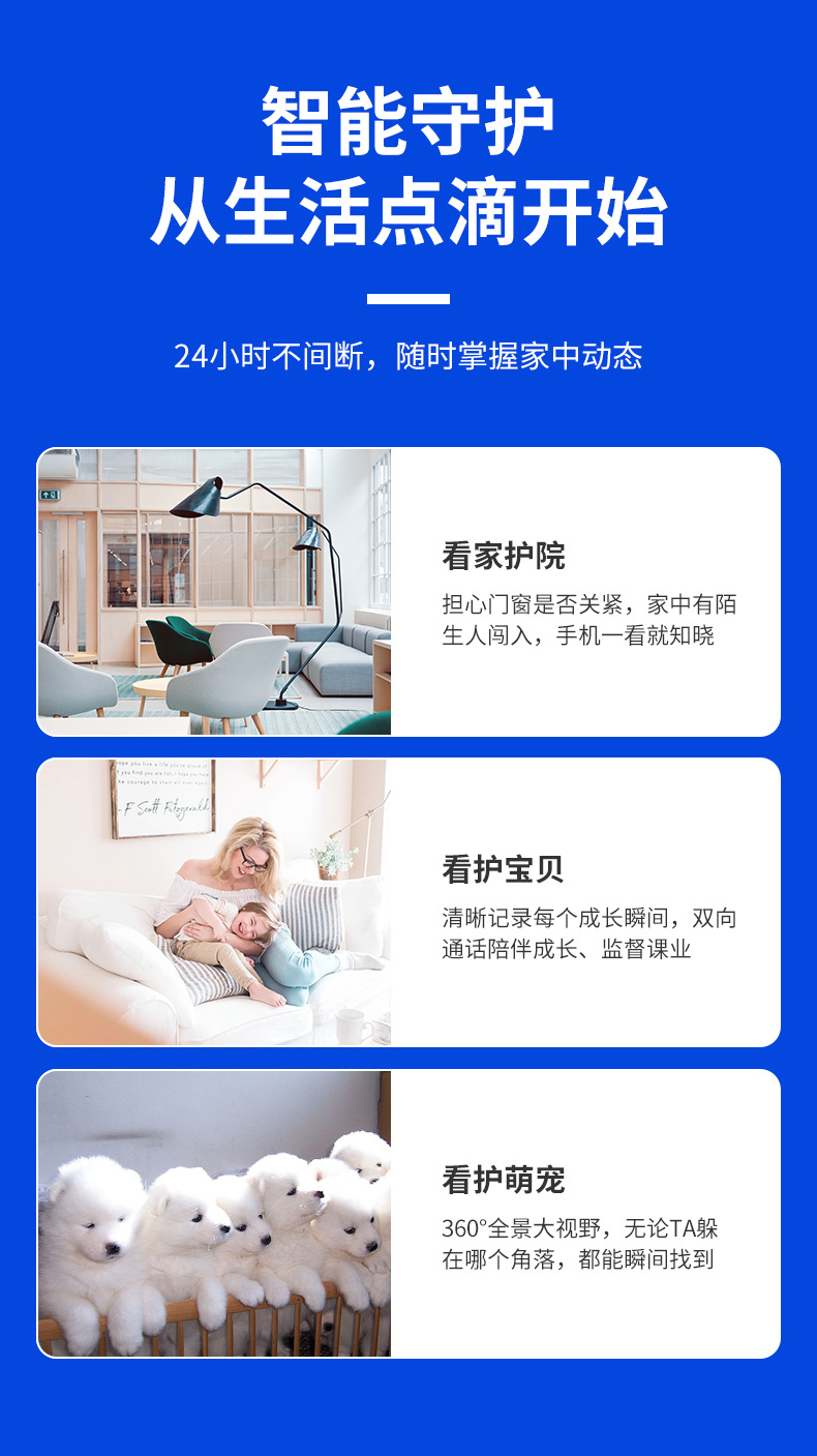 WiFi Wireless Surveillance Camera Indoor Home Network Panorama Control Monitor