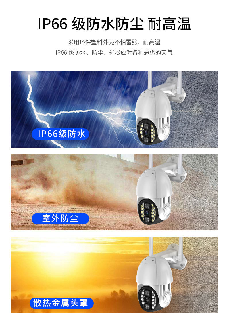 Dual-Light Night Vision Ball Machine Camera WiFi Smart Monitor Two-Way Voice Intercom PTZ Control V380 App
