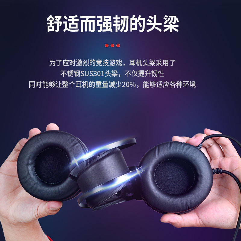 Wired Headset E-Sports Games Wire Control Monitor Luminous USB Desktop Computer Cellphone Headset Wholesale