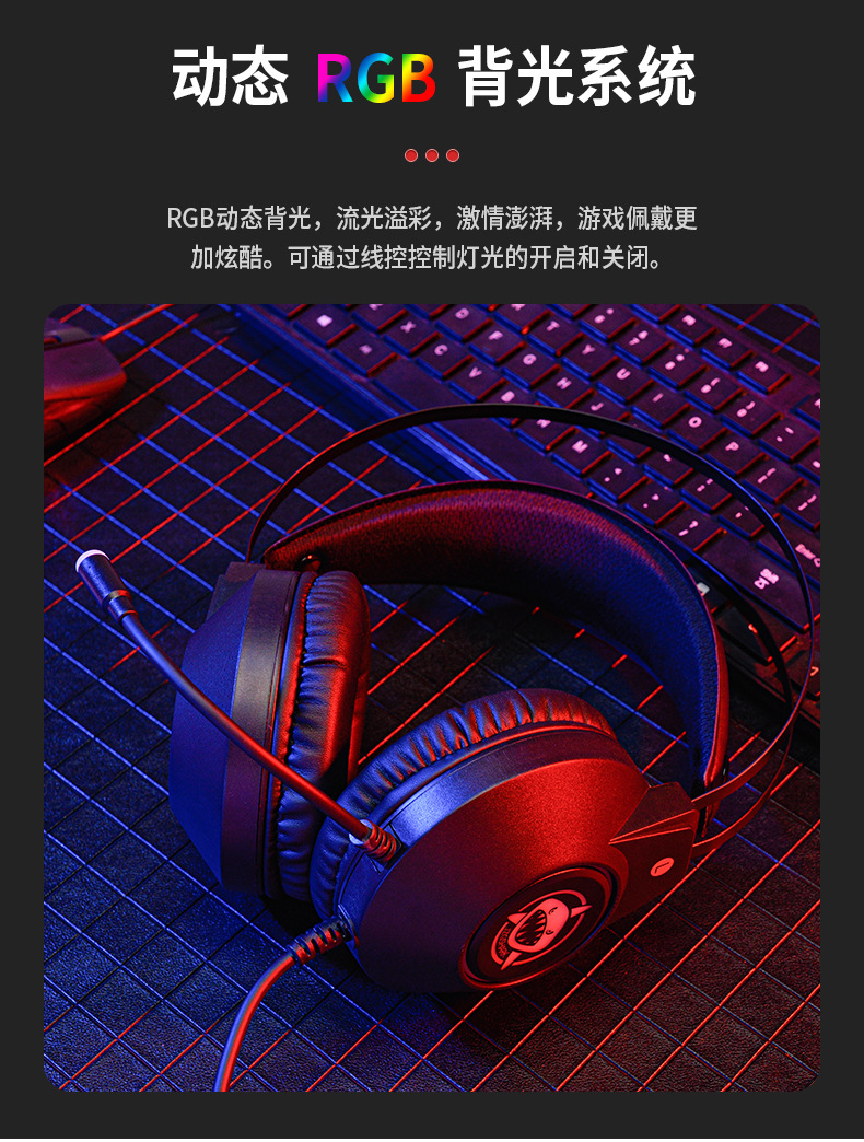 Wired Headset E-Sports Games Wire Control Monitor Luminous USB Desktop Computer Cellphone Headset Wholesale