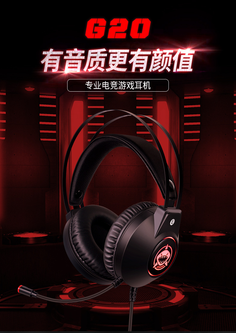 Wired Headset E-Sports Games Wire Control Monitor Luminous USB Desktop Computer Cellphone Headset Wholesale
