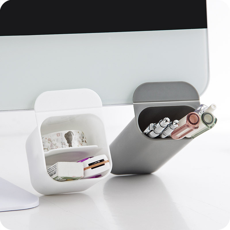 Desktop Computer monitor Assistant pen container Storage box Desk Paste Pencil Case Jewelry Remote Control finishing box