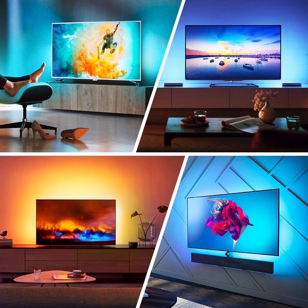 HD Screen TV Background Light with 4k-hdmi Monitor Google Assistant Voice Control TV Ambience Light