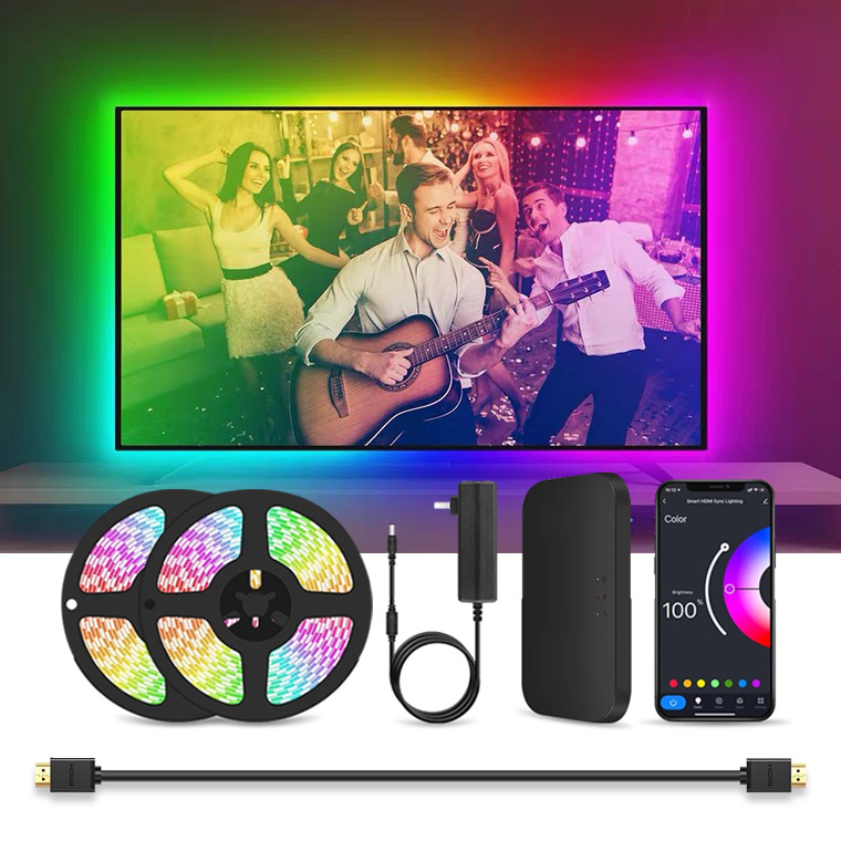 HD Screen TV Background Light with 4k-hdmi Monitor Google Assistant Voice Control TV Ambience Light