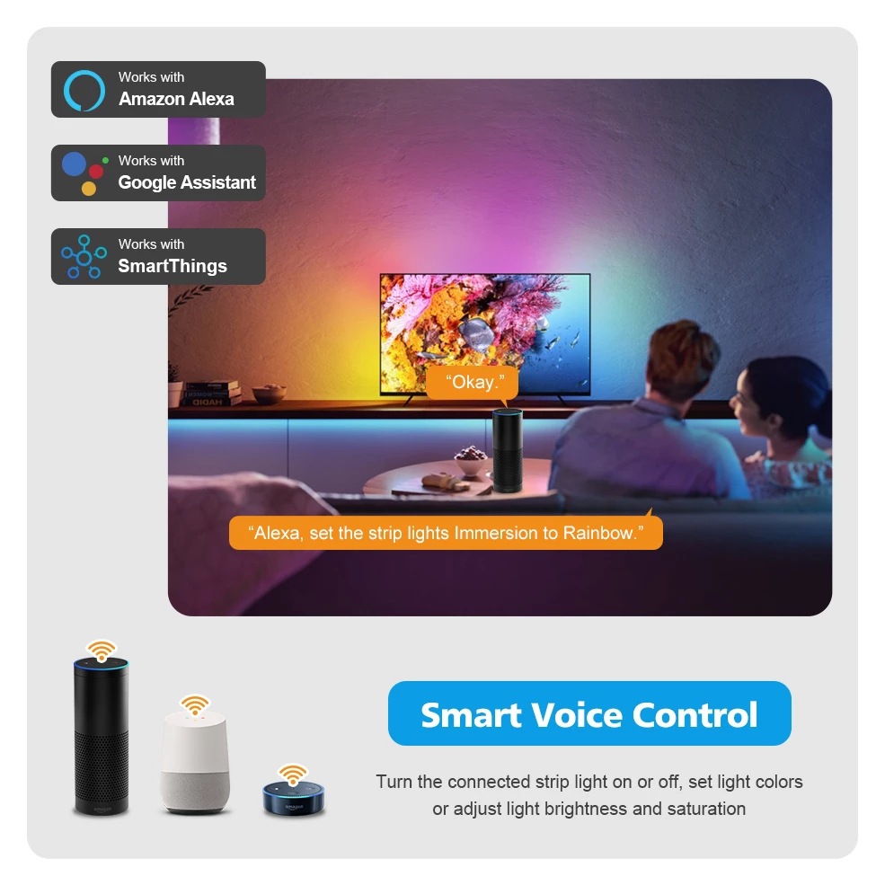 HD Screen TV Background Light with 4k-hdmi Monitor Google Assistant Voice Control TV Ambience Light