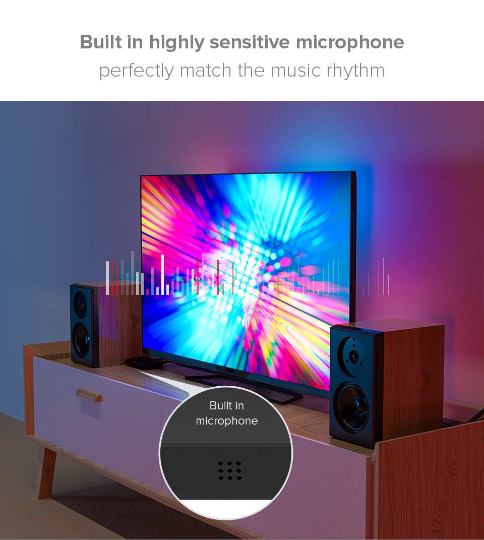 HD Screen TV Background Light with 4k-hdmi Monitor Google Assistant Voice Control TV Ambience Light