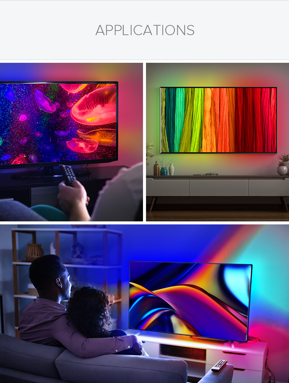 HD Screen TV Background Light with 4k-hdmi Monitor Google Assistant Voice Control TV Ambience Light