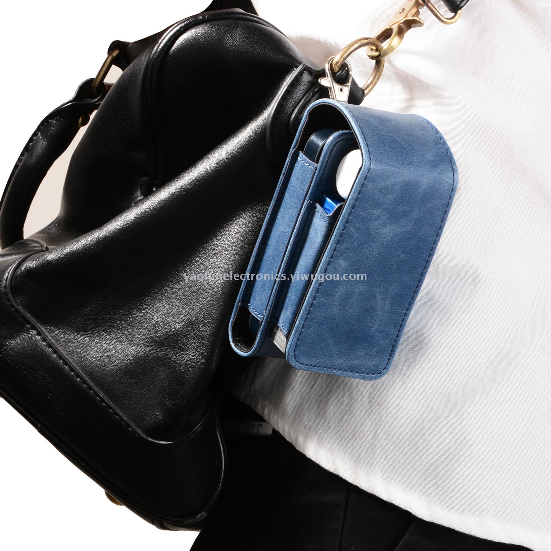 Japanese fashion section hanging money iqos leather electronic cigarette oil wax crazy pattern leather bag Japanese fashion section hanging money iqos leather electronic cigarette oil wax crazy pattern leather bag
