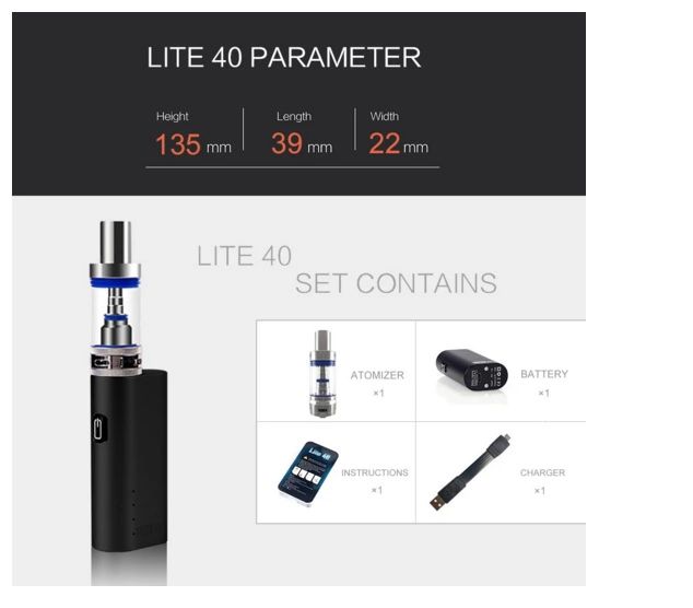 Jomo 40w electronic cigarette Lite 40w large smoky e-cigarette suit. Jomo 40w electronic cigarette Lite 40w large smoky e-cigarette suit.