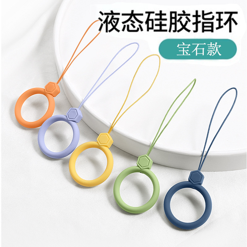 Silicone Fan Lanyard Gem Silicone Ring Lanyard Earphone Sleeves Silicone Pendant Liquid Silicone Lanyard