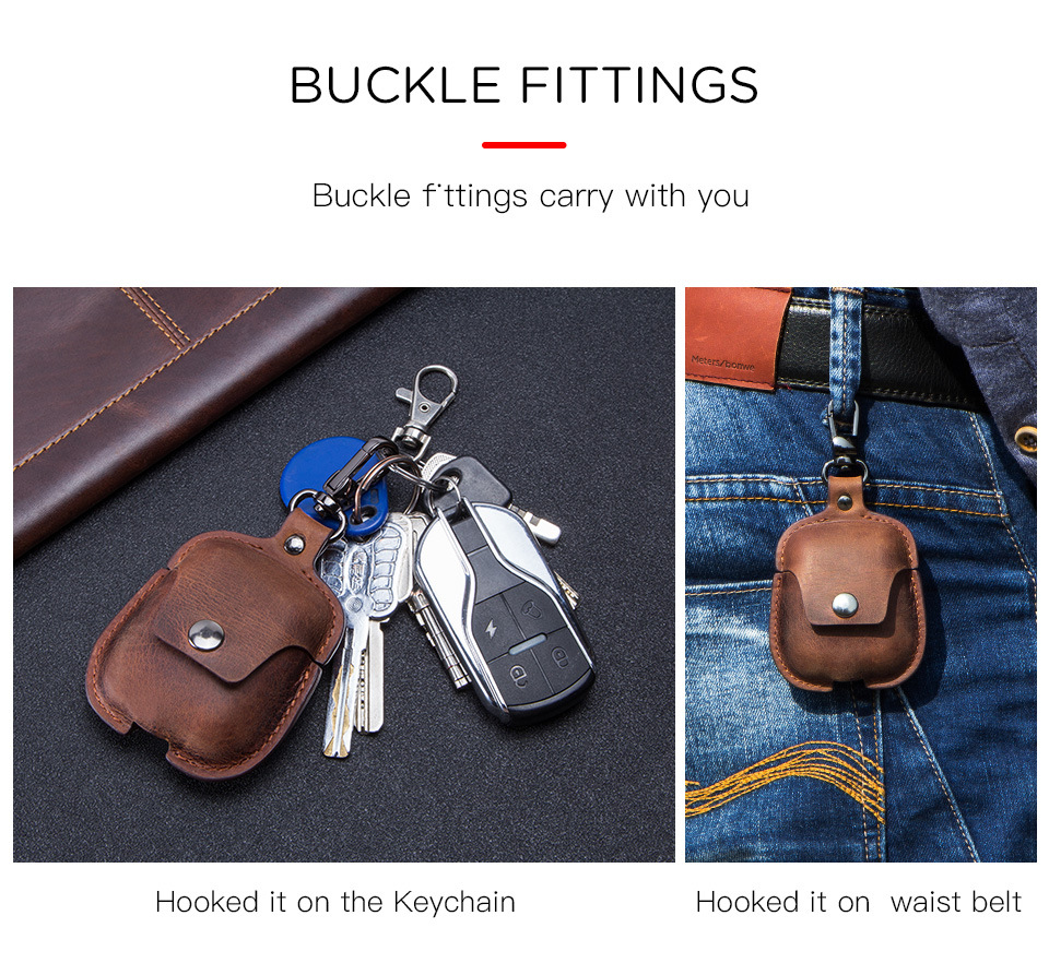 Case Crazy Horse Leather Apple Second Generation Wireless Bluetooth Earphone Cover Portable DropResistant Leather Case