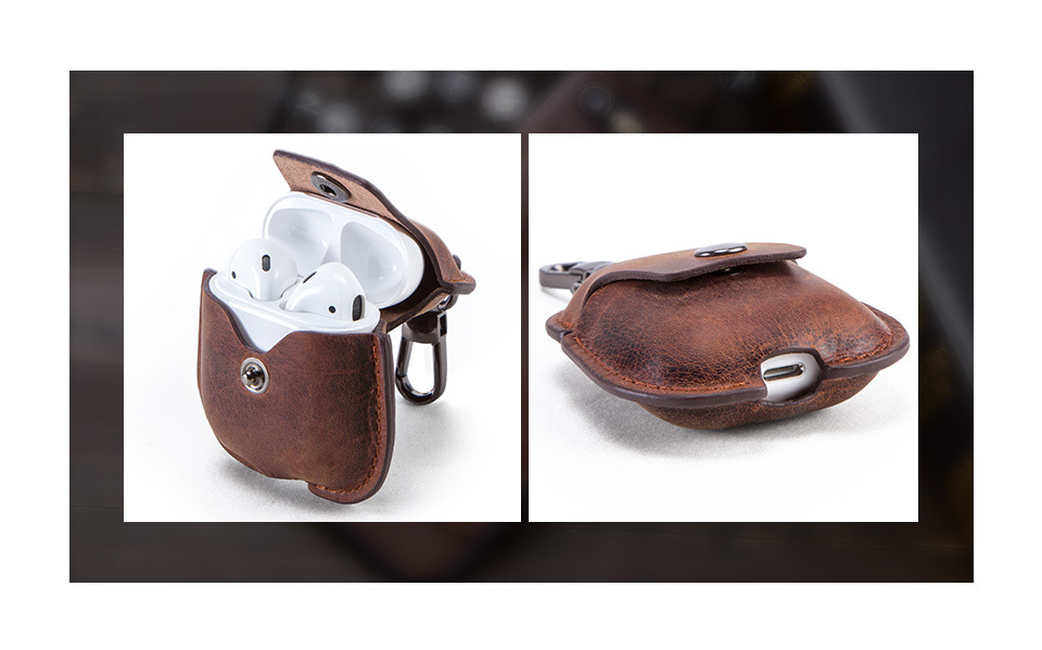 Case Crazy Horse Leather Apple Second Generation Wireless Bluetooth Earphone Cover Portable DropResistant Leather Case