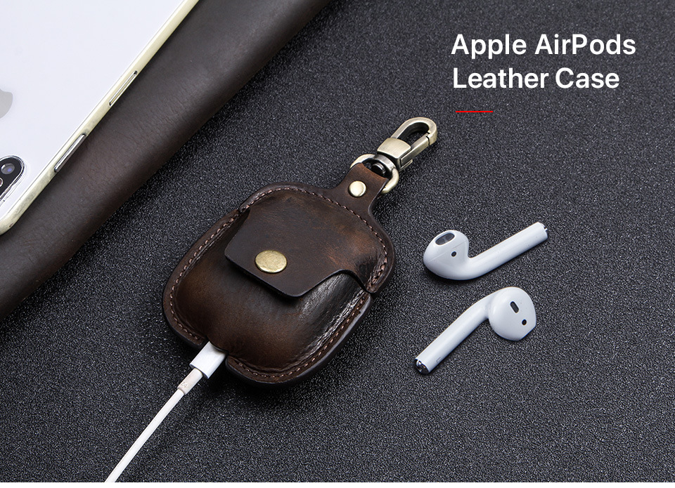 Case Crazy Horse Leather Apple Second Generation Wireless Bluetooth Earphone Cover Portable DropResistant Leather Case