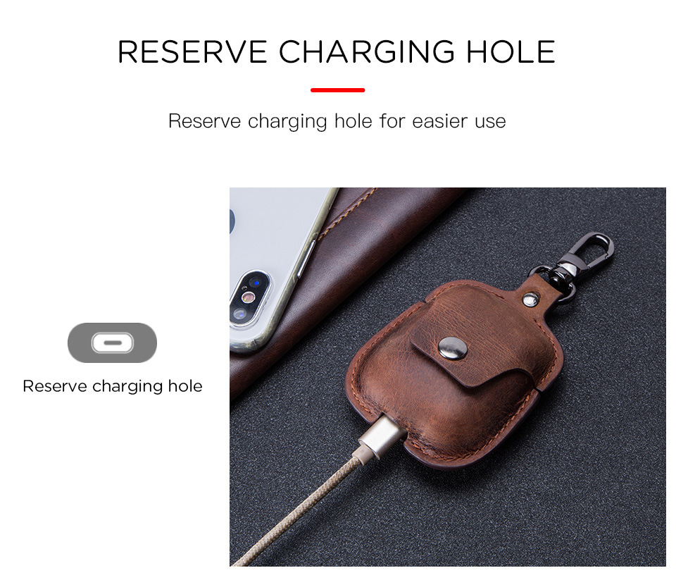 Case Crazy Horse Leather Apple Second Generation Wireless Bluetooth Earphone Cover Portable DropResistant Leather Case