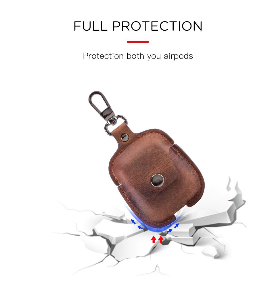 Case Crazy Horse Leather Apple Second Generation Wireless Bluetooth Earphone Cover Portable DropResistant Leather Case