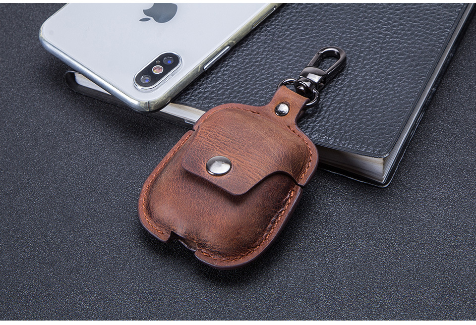 Case Crazy Horse Leather Apple Second Generation Wireless Bluetooth Earphone Cover Portable DropResistant Leather Case