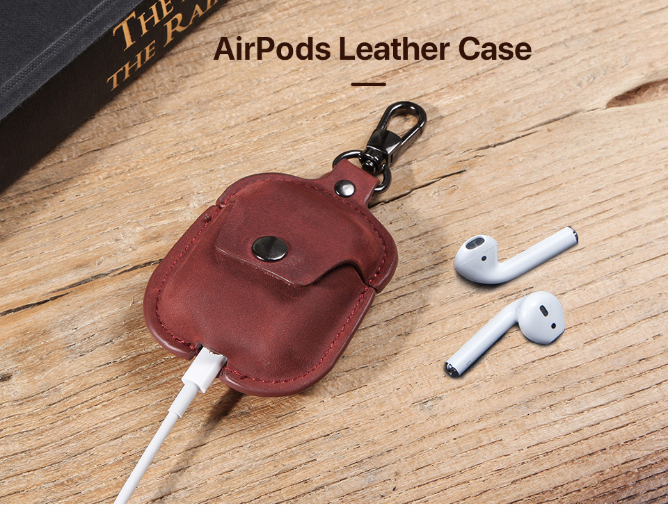 Case Crazy Horse Leather Apple Second Generation Wireless Bluetooth Earphone Cover Portable DropResistant Leather Case