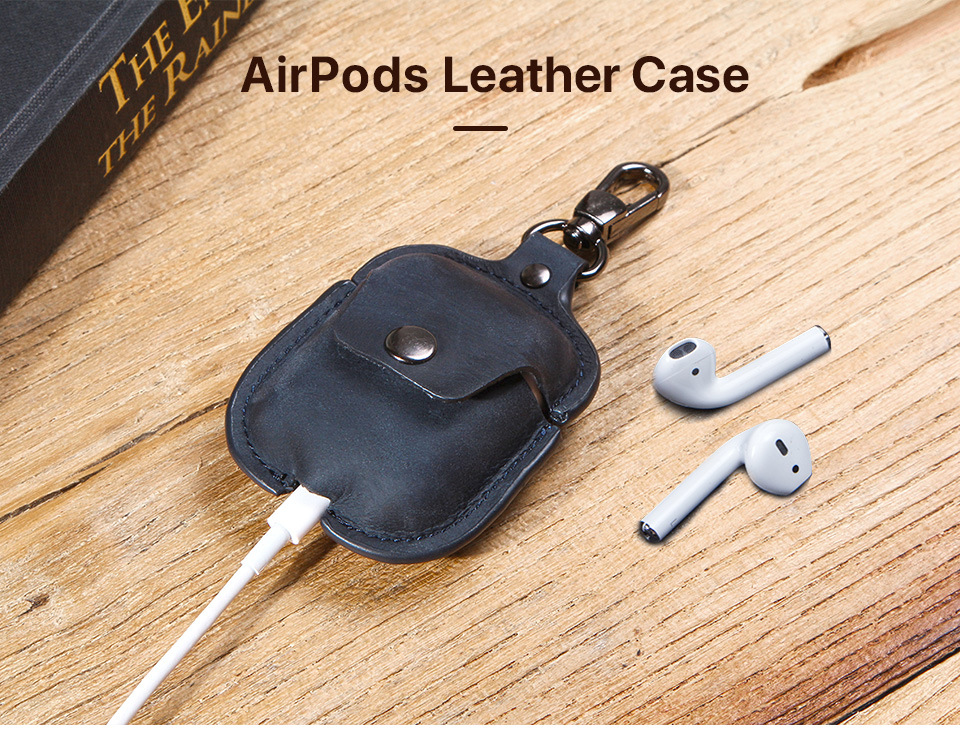 Case Crazy Horse Leather Apple Second Generation Wireless Bluetooth Earphone Cover Portable DropResistant Leather Case