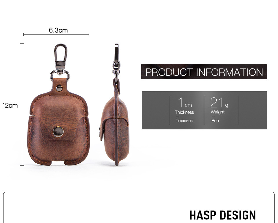 Case Crazy Horse Leather Apple Second Generation Wireless Bluetooth Earphone Cover Portable DropResistant Leather Case