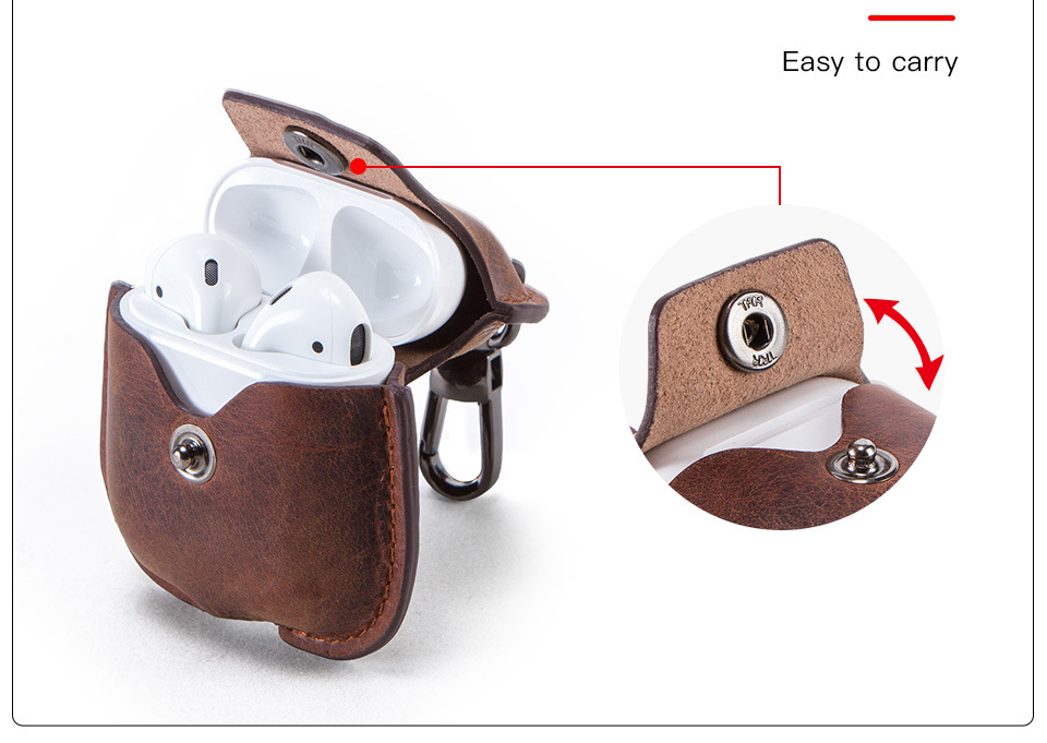 Case Crazy Horse Leather Apple Second Generation Wireless Bluetooth Earphone Cover Portable DropResistant Leather Case
