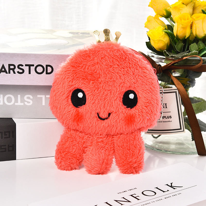 Cute Plush Bag Cartoon Octopus Coin Purse Key Case Storage Bag Earphone Cable Package Reversible Octopus Bag