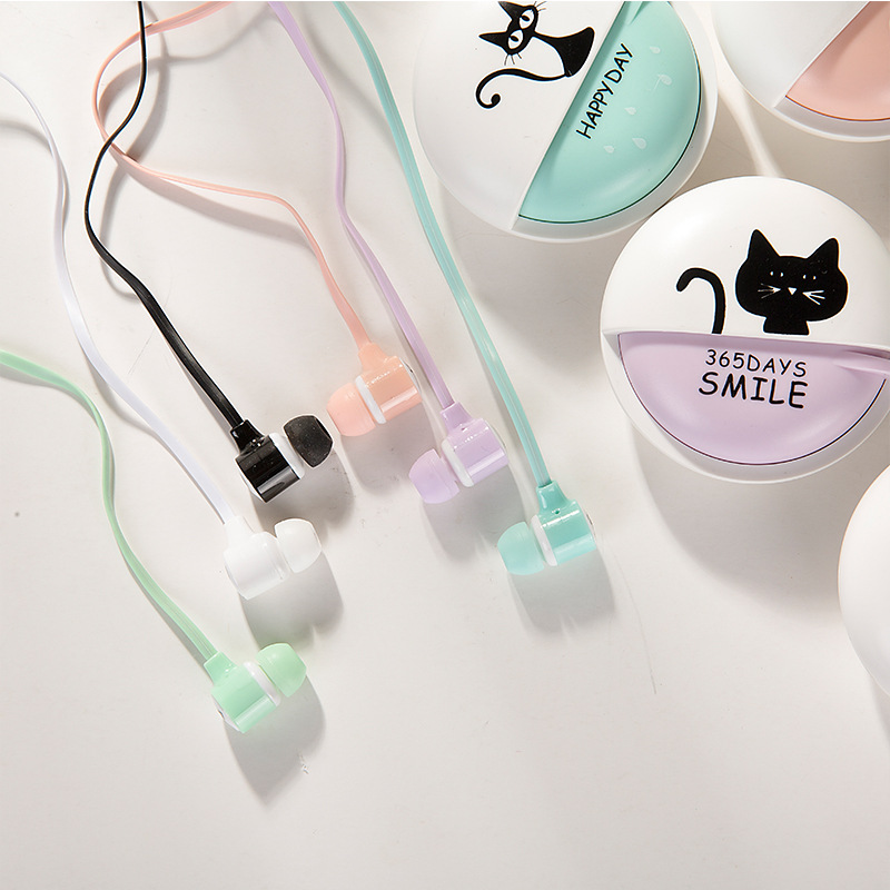 Korean version of cute creative girl cat in-ear mobile phone wire control earphone universal with headset mic