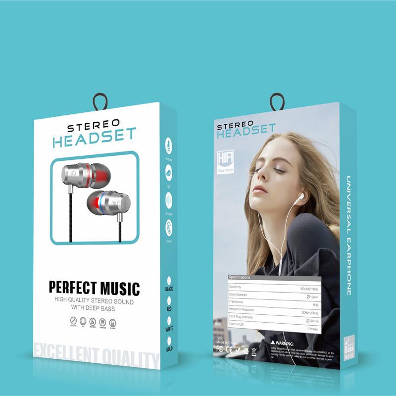 Cross-Border Metal Earphone in-Ear MP3 Mobile Phone Computer Sports Wired Headset for Apple Huawei Typec