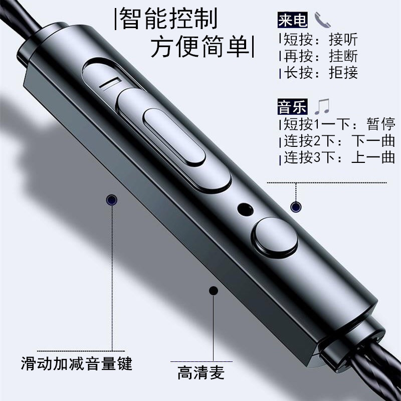 Cross-Border Metal Earphone in-Ear MP3 Mobile Phone Computer Sports Wired Headset for Apple Huawei Typec