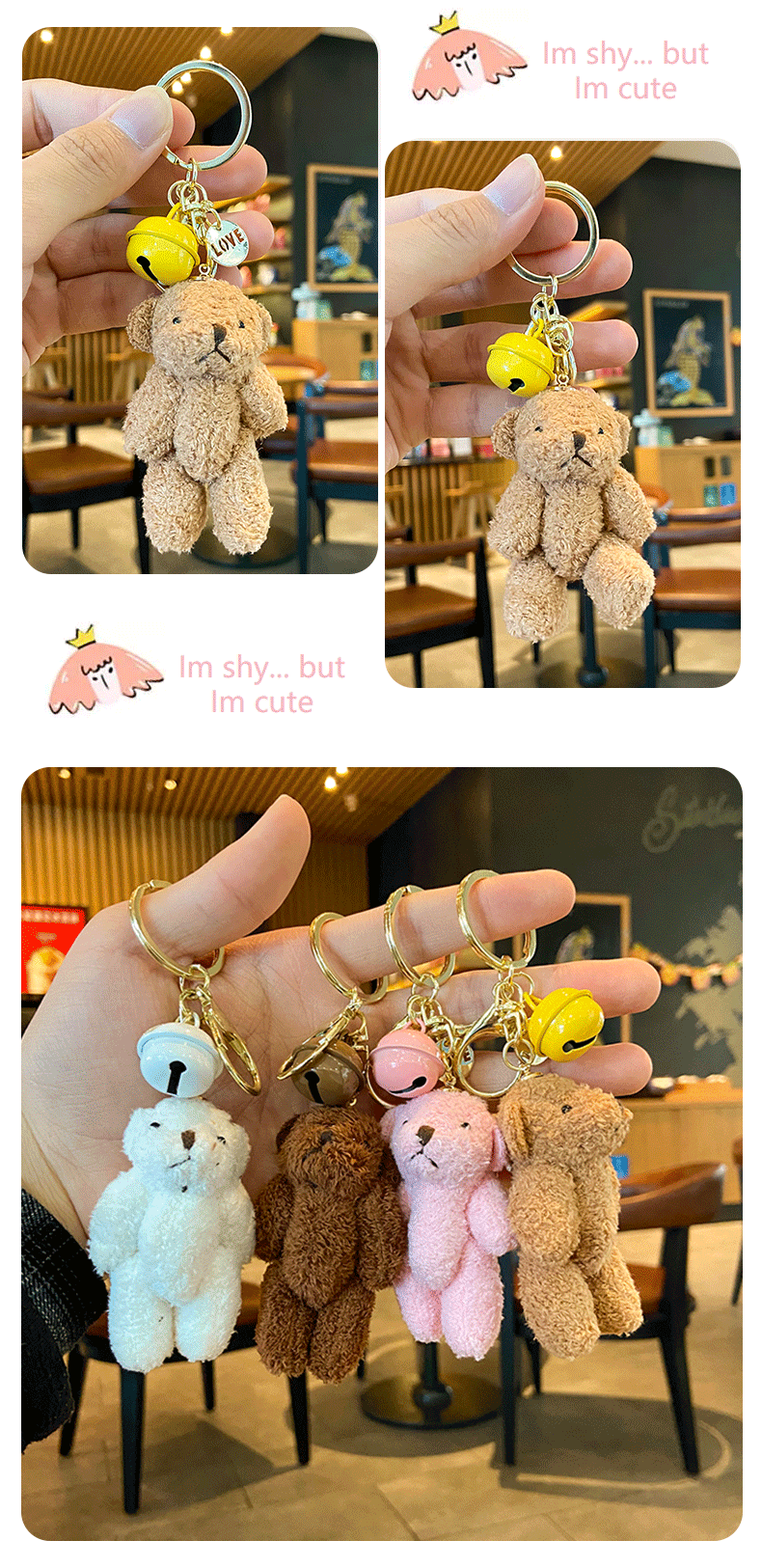 Cute Cartoon Small Plush Cute Little Bear Earphone Sleeves Accessories Car Interior DIY Backpack Keychain Pendant Cute Cartoon Small Plush Cute Little Bear Earphone Sleeves Accessories Car Interior DIY Backpack Keychain Pendant