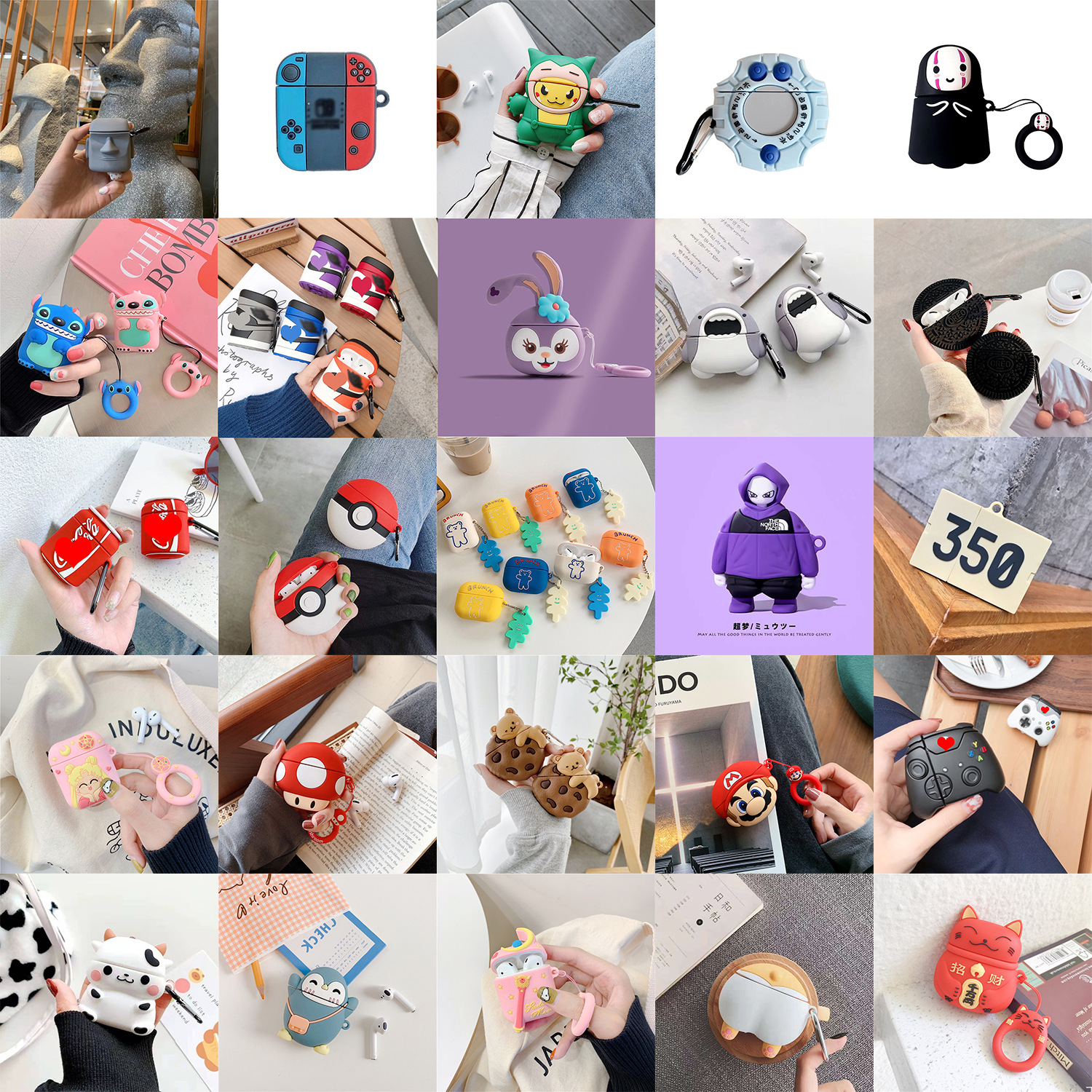 AirPods Protective Case Bear Apple Bluetooth Wireless Earphone Case Cartoon Cute Silica Gel Box Shell Applicable