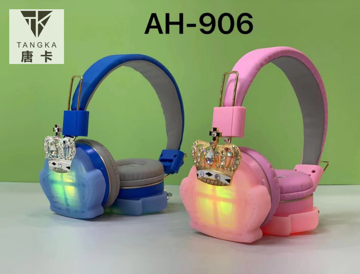 New Headset Glowing Bluetooth Headset Ah-906 Flash Silicone Crown Wireless Stereo Earphone