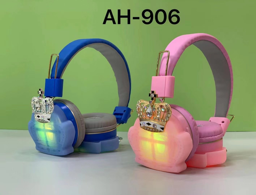 New Headset Glowing Bluetooth Headset Ah-906 Flash Silicone Crown Wireless Stereo Earphone